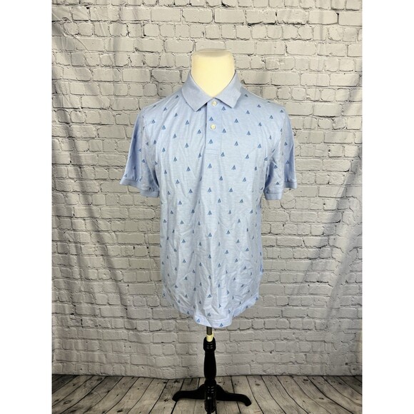 Brooks Brothers Men’s L Original Fit Polo Blue All Over Sail Boat Print Nautical - Picture 1 of 8